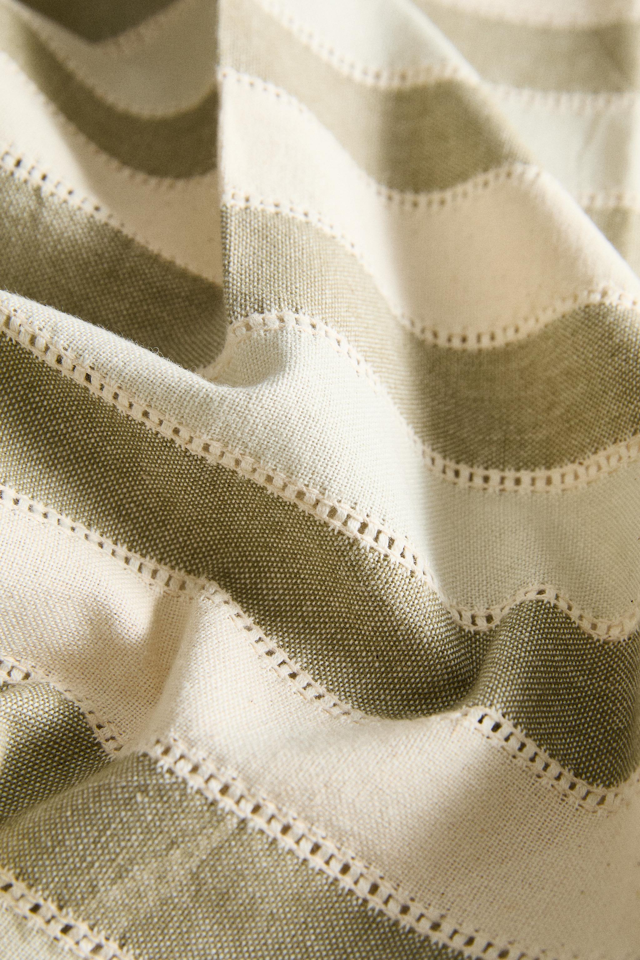 STRIPED TABLECLOTH WITH LACE INSERTS